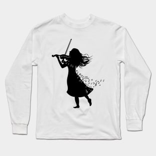 Violinist Silhouette Design Long Sleeve T-Shirt